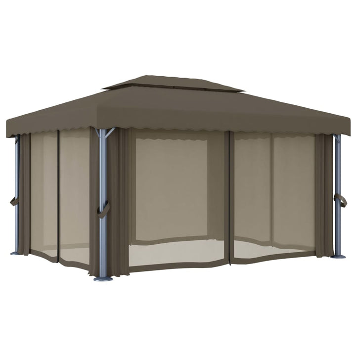 vidaXL Gazebo with Curtain&LED String Lights 3x3 m Cream White