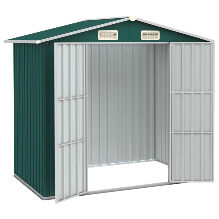 vidaXL Garden Shed Green 205x129x183 cm Galvanised Steel