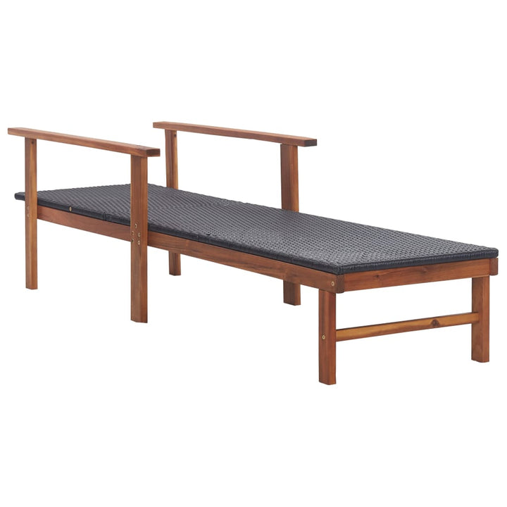 vidaXL Sun Lounger Poly Rattan and Solid Acacia Wood Grey