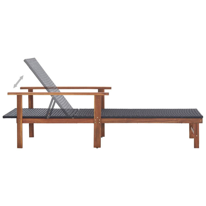 vidaXL Sun Lounger Poly Rattan and Solid Acacia Wood Grey