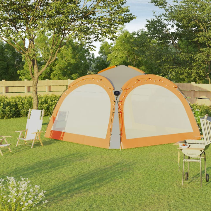 vidaXL Party Tent with LED and 4 Sidewalls 3.6x3.6x2.3 m Blue