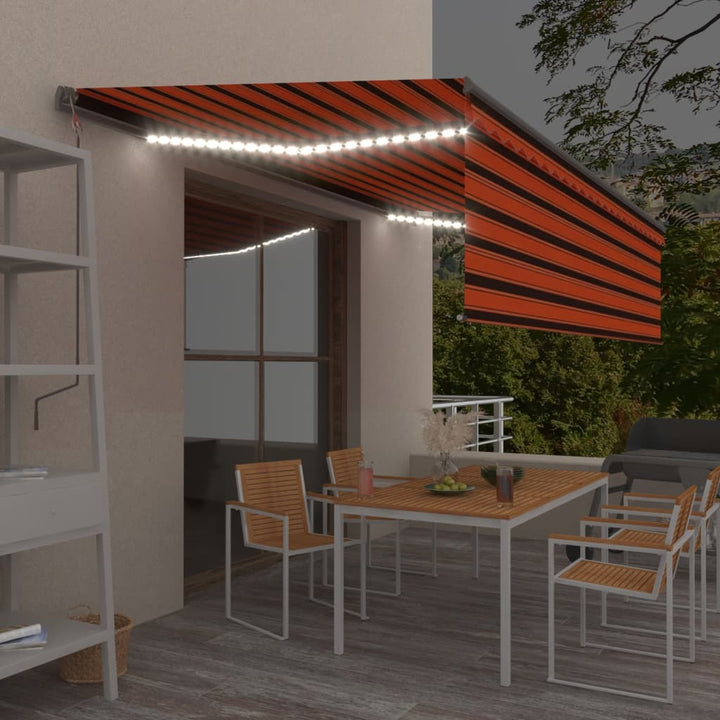 vidaXL Manual Retractable Awning with Blind&LED 3x2.5m Blue&White