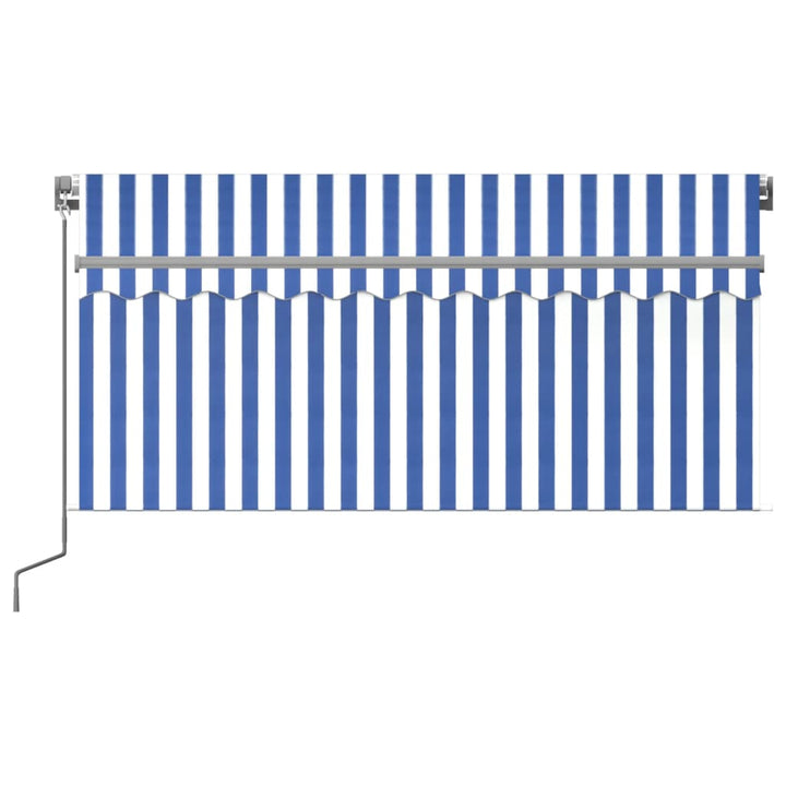 vidaXL Manual Retractable Awning with Blind&LED 3x2.5m Blue&White