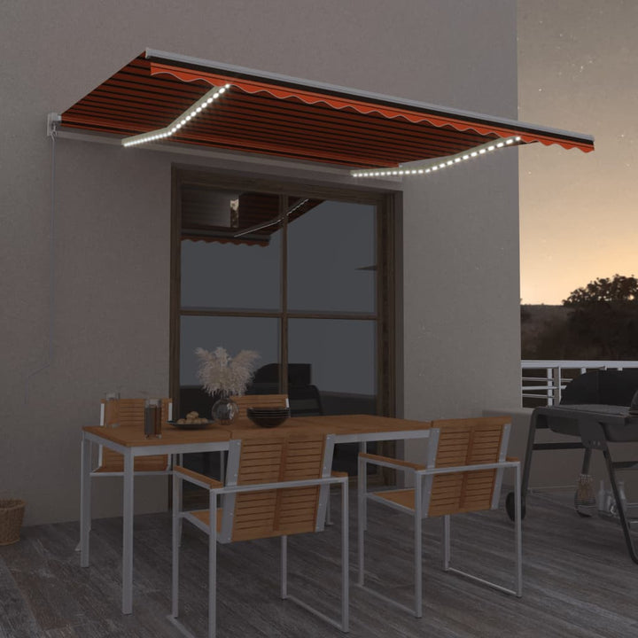 vidaXL Manual Retractable Awning with LED Burgundy 300x250 cm
