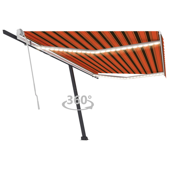 vidaXL Manual Retractable Awning with LED 300x250 cm Blue and White