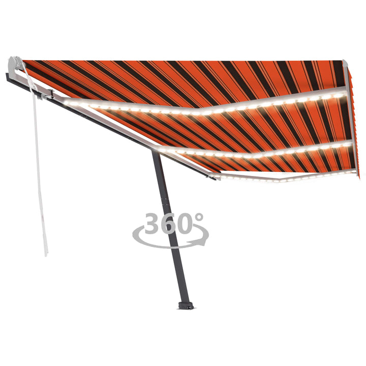 vidaXL Manual Retractable Awning with LED 300x250 cm Blue and White