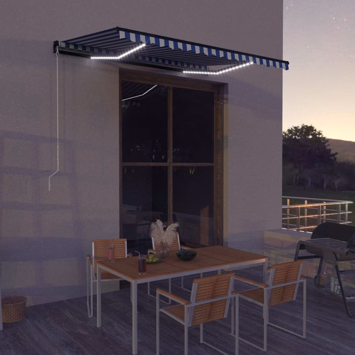 vidaXL Manual Retractable Awning with LED Burgundy 300x250 cm