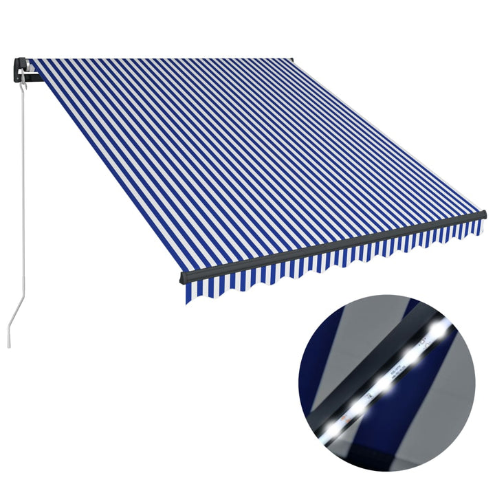 vidaXL Manual Retractable Awning with LED Burgundy 300x250 cm