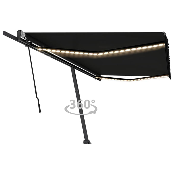vidaXL Manual Retractable Awning with LED 300x250 cm Blue and White