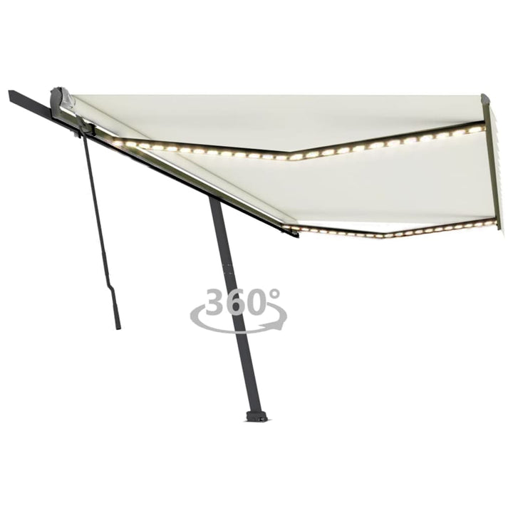 vidaXL Manual Retractable Awning with LED 300x250 cm Blue and White