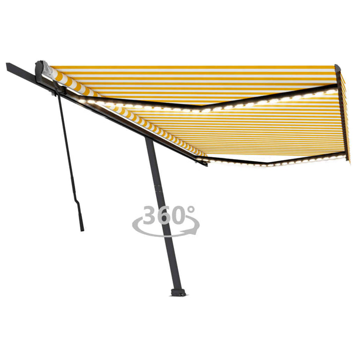 vidaXL Manual Retractable Awning with LED 300x250 cm Blue and White
