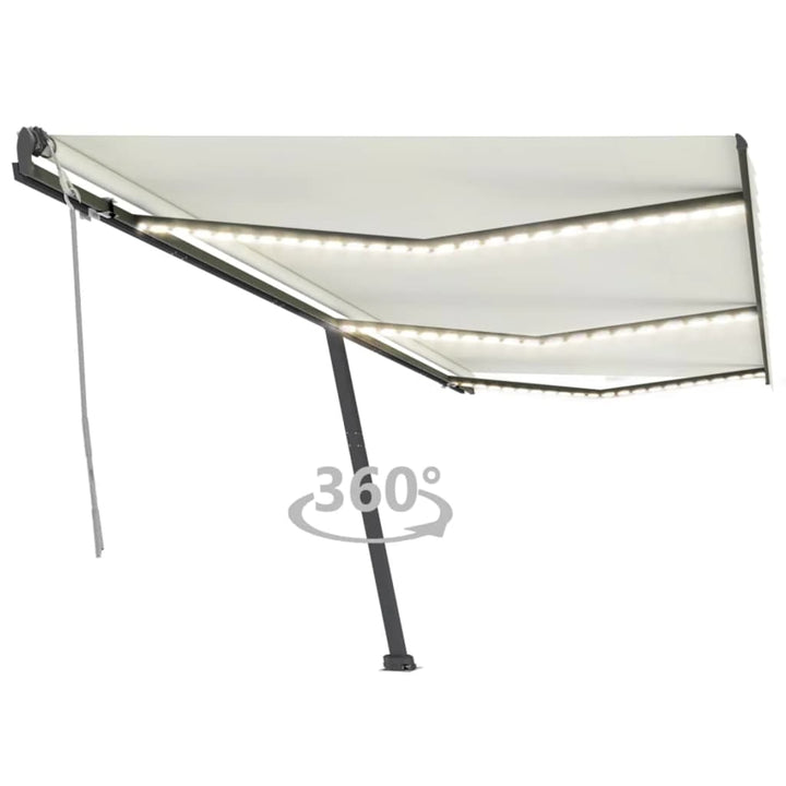 vidaXL Manual Retractable Awning with LED 300x250 cm Blue and White