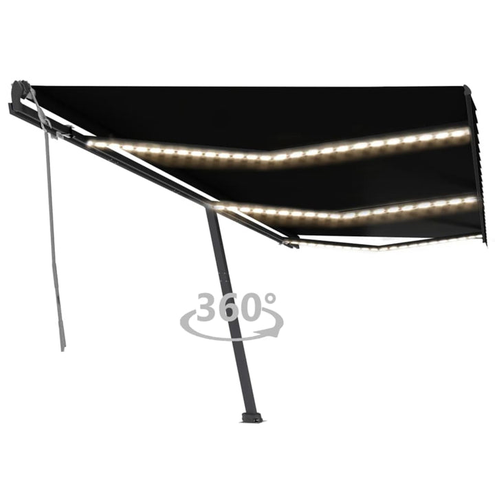 vidaXL Manual Retractable Awning with LED 300x250 cm Blue and White