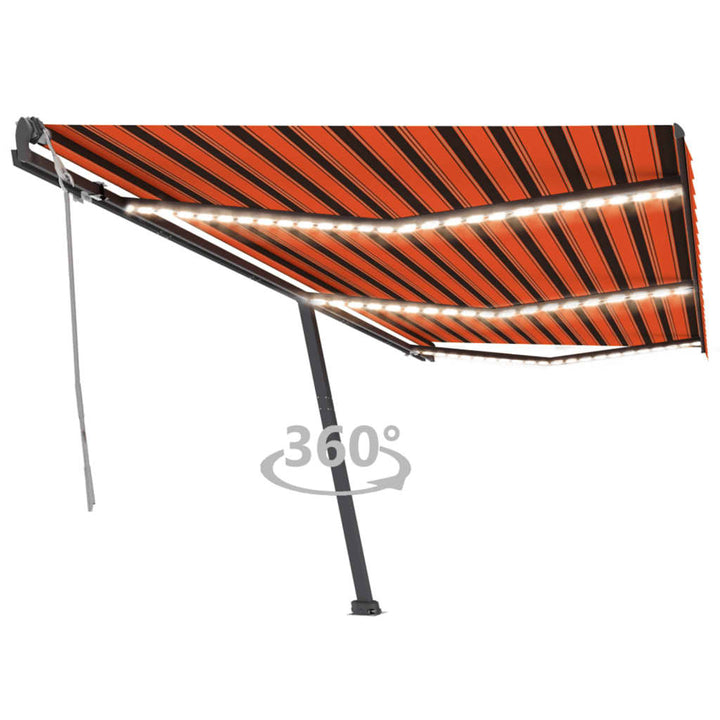 vidaXL Manual Retractable Awning with LED 300x250 cm Blue and White
