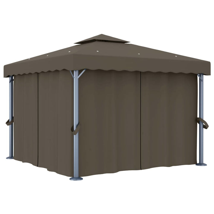 vidaXL Gazebo with Curtain&LED String Lights 3x3 m Cream White