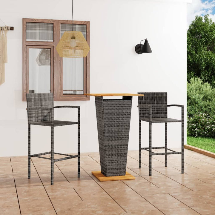 vidaXL 3 Piece Garden Bar Set Black