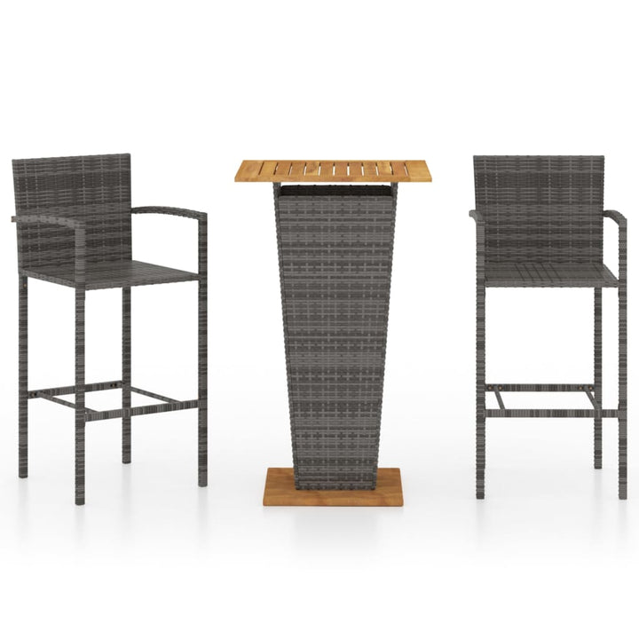 vidaXL 3 Piece Garden Bar Set Black