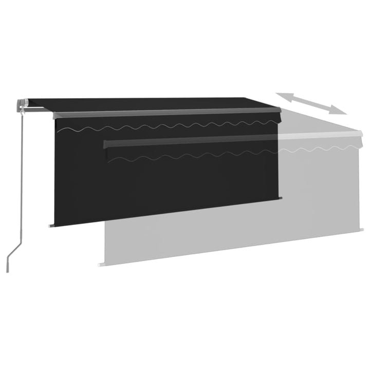 vidaXL Manual Retractable Awning with Blind&LED 3x2.5m Blue&White