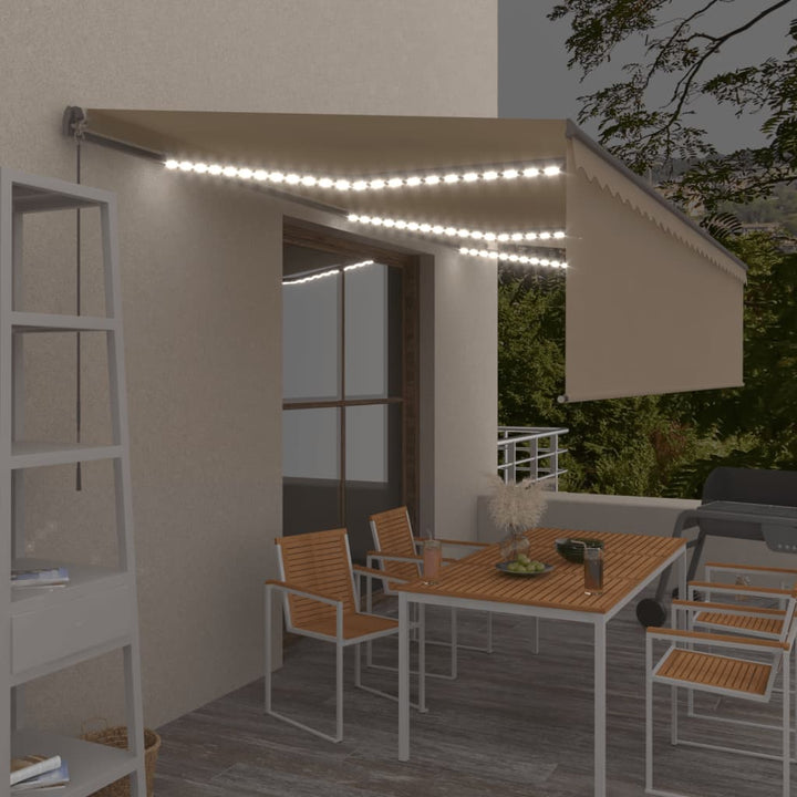 vidaXL Manual Retractable Awning with Blind&LED 3x2.5m Blue&White