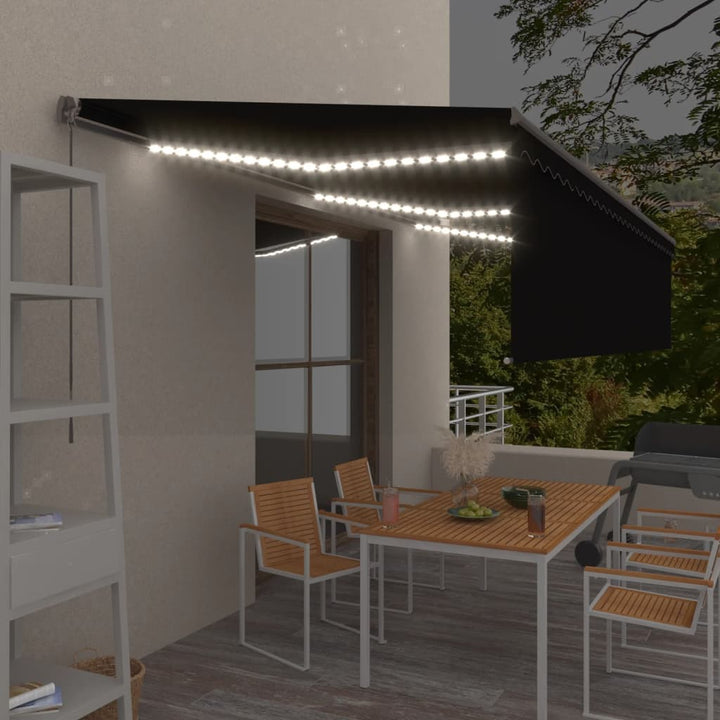 vidaXL Manual Retractable Awning with Blind&LED 3x2.5m Blue&White