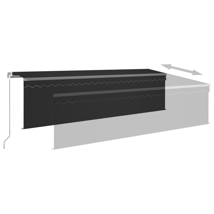 vidaXL Manual Retractable Awning with Blind&LED 3x2.5m Blue&White