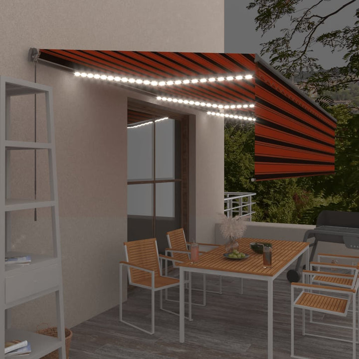 vidaXL Manual Retractable Awning with Blind&LED 3x2.5m Blue&White