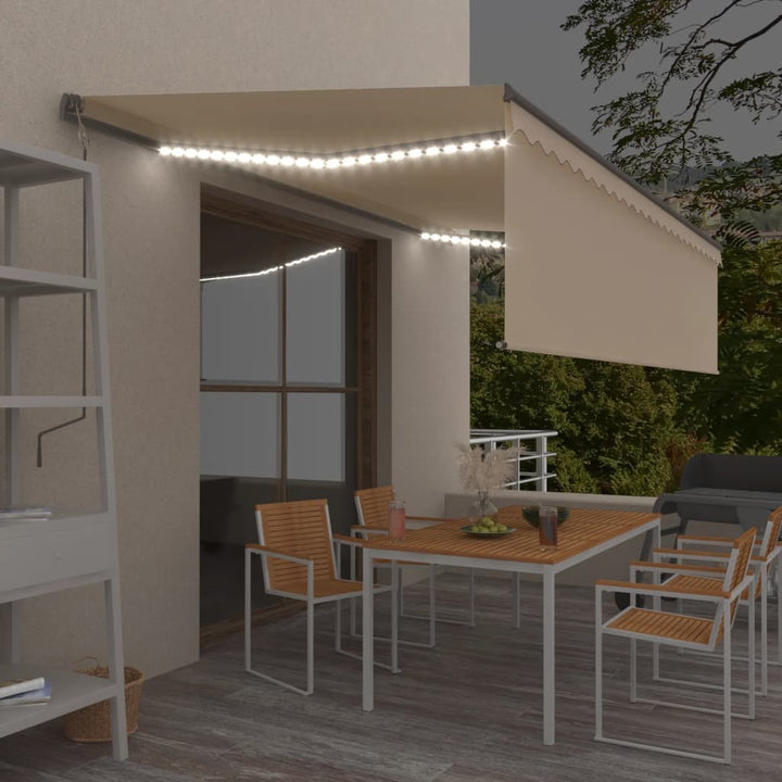 vidaXL Manual Retractable Awning with Blind&LED 3x2.5m Blue&White