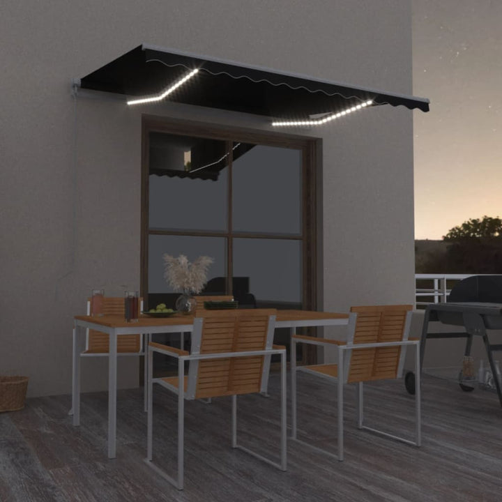 vidaXL Manual Retractable Awning with LED Burgundy 300x250 cm