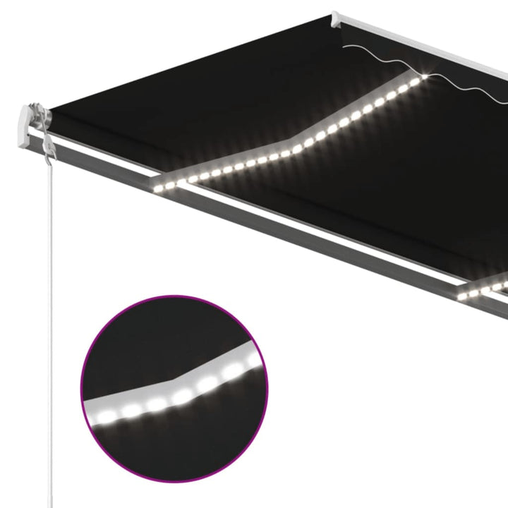 vidaXL Manual Retractable Awning with LED Burgundy 300x250 cm