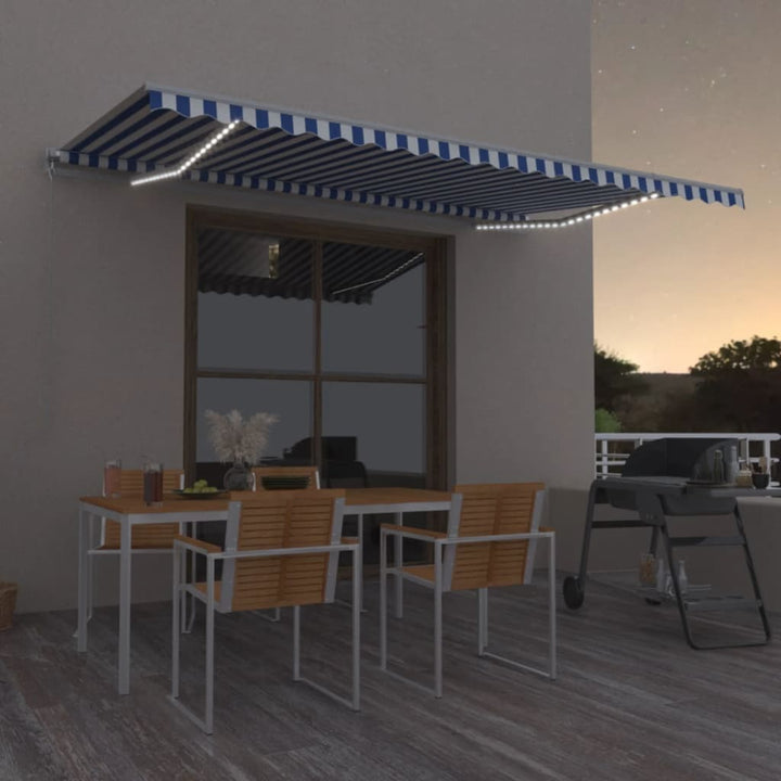 vidaXL Manual Retractable Awning with LED Burgundy 300x250 cm