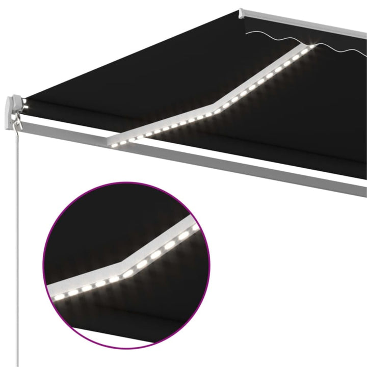 vidaXL Manual Retractable Awning with LED Burgundy 300x250 cm