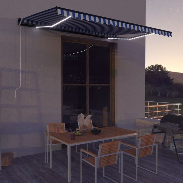 vidaXL Manual Retractable Awning with LED Burgundy 300x250 cm
