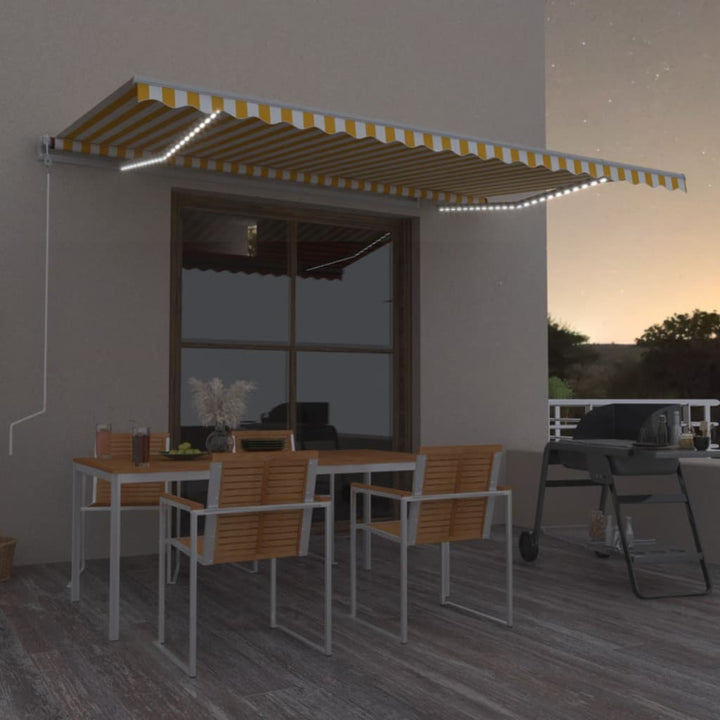 vidaXL Manual Retractable Awning with LED Burgundy 300x250 cm