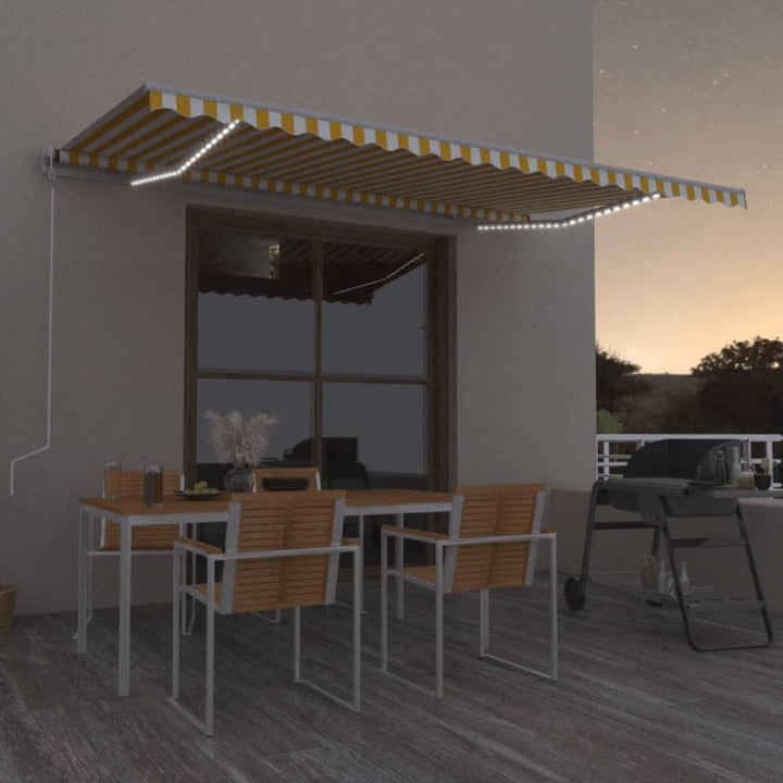 vidaXL Manual Retractable Awning with LED Burgundy 300x250 cm