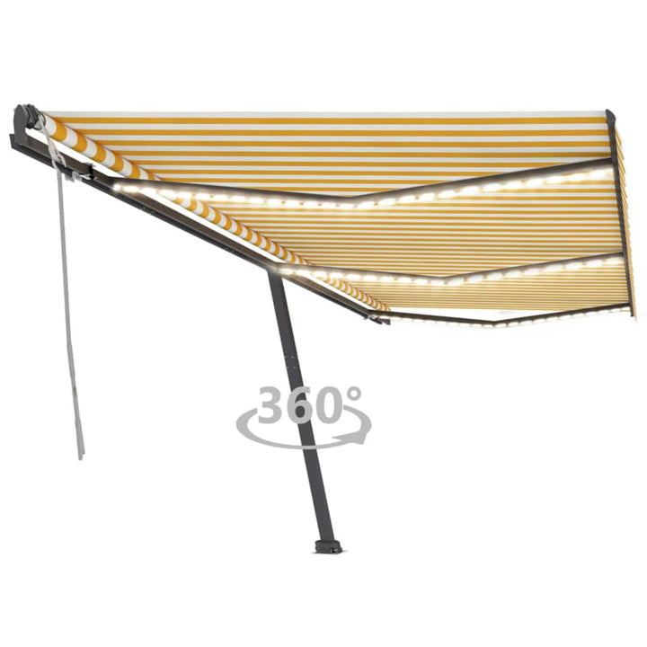 vidaXL Manual Retractable Awning with LED 300x250 cm Blue and White
