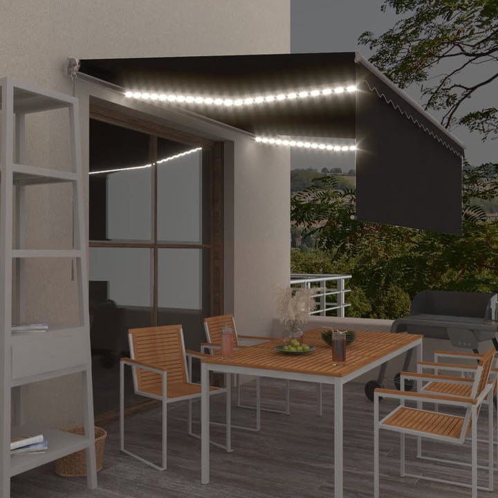 vidaXL Manual Retractable Awning with Blind&LED 3x2.5m Blue&White