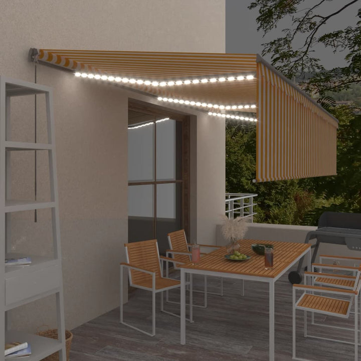 vidaXL Manual Retractable Awning with Blind&LED 3x2.5m Blue&White