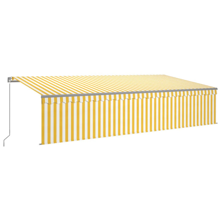 vidaXL Manual Retractable Awning with Blind&LED 3x2.5m Blue&White