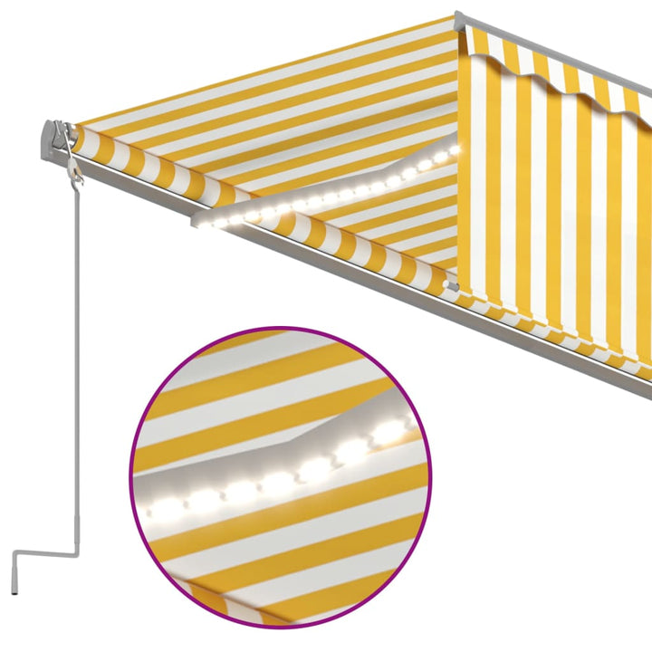 vidaXL Manual Retractable Awning with Blind&LED 3x2.5m Blue&White
