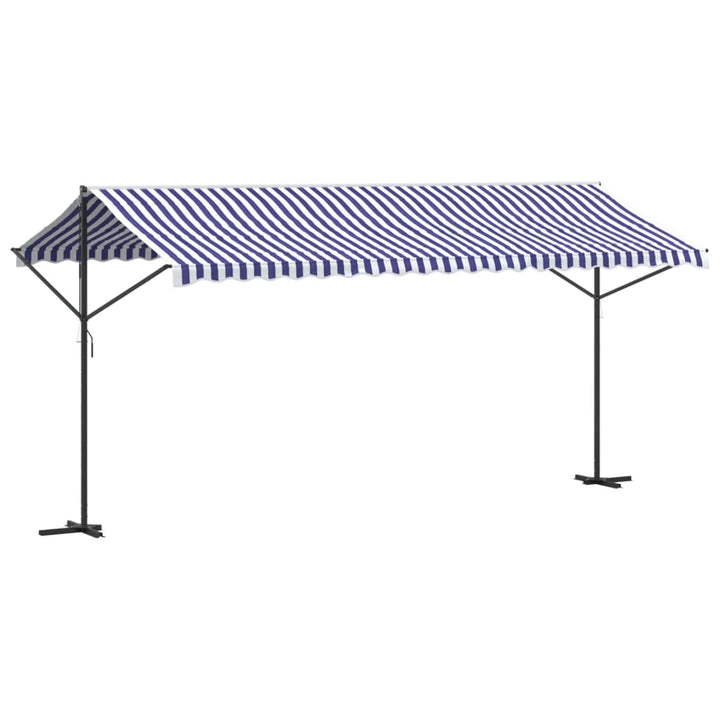 vidaXL Free Standing Awning Blue and White 300x300 cm Fabric and Steel