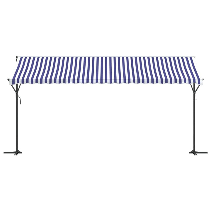 vidaXL Free Standing Awning Blue and White 300x300 cm Fabric and Steel