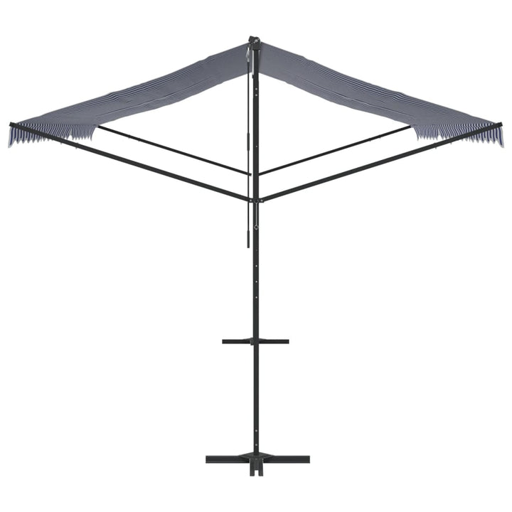 vidaXL Free Standing Awning Blue and White 300x300 cm Fabric and Steel
