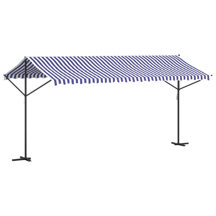 vidaXL Free Standing Awning Blue and White 300x300 cm Fabric and Steel