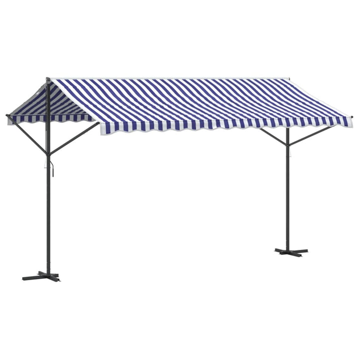 vidaXL Free Standing Awning Blue and White 300x300 cm Fabric and Steel