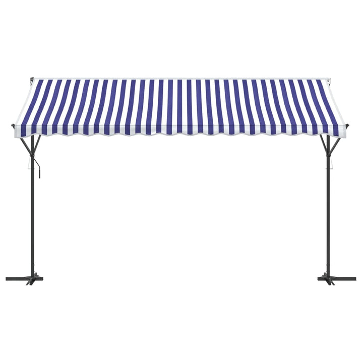 vidaXL Free Standing Awning Blue and White 300x300 cm Fabric and Steel