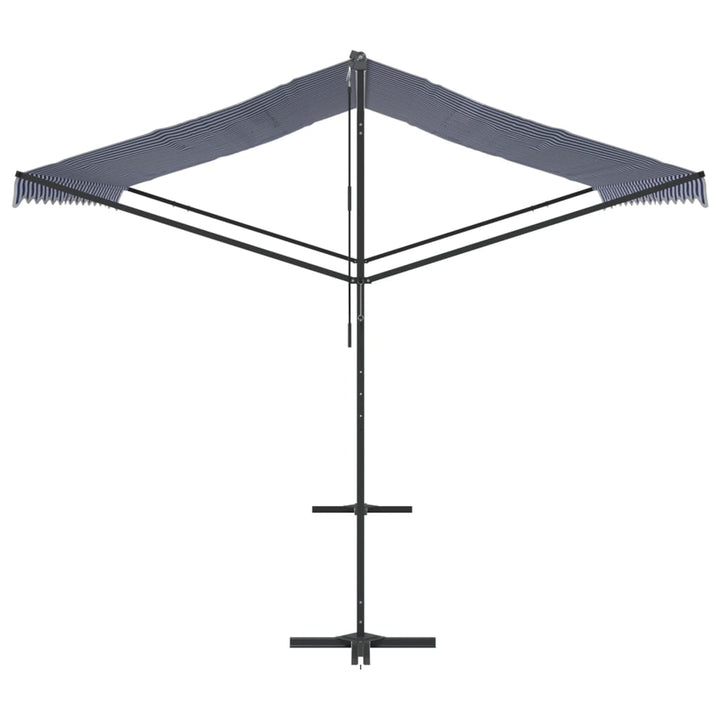 vidaXL Free Standing Awning Blue and White 300x300 cm Fabric and Steel