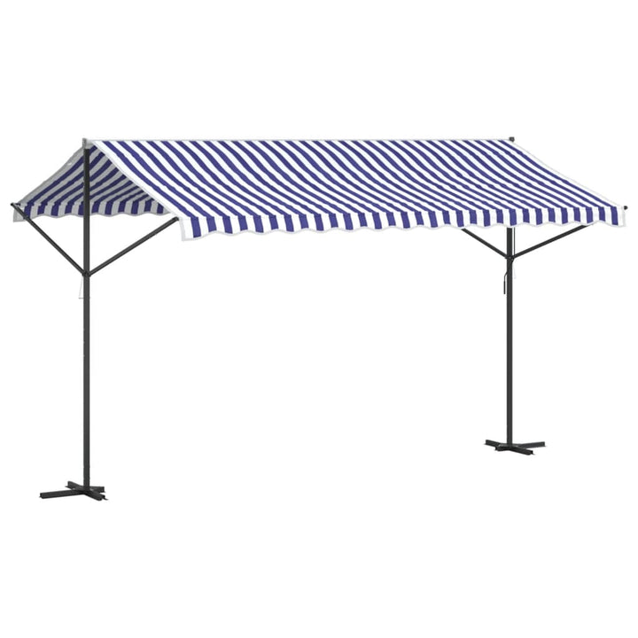 vidaXL Free Standing Awning Blue and White 300x300 cm Fabric and Steel