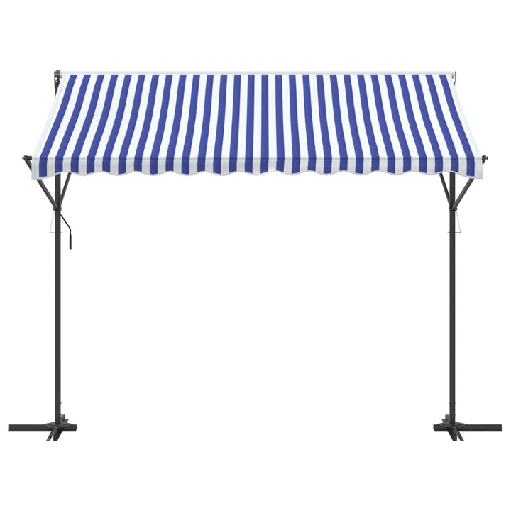 vidaXL Free Standing Awning Blue and White 300x300 cm Fabric and Steel
