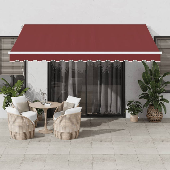 vidaXL Manual Retractable Awning with LED Burgundy 300x250 cm
