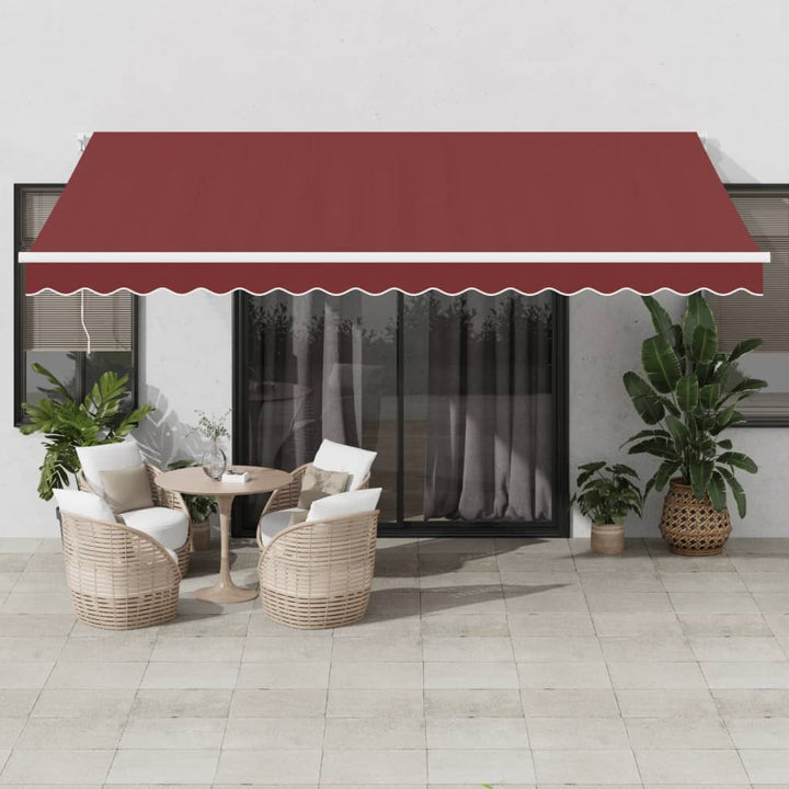 vidaXL Manual Retractable Awning with LED Burgundy 300x250 cm